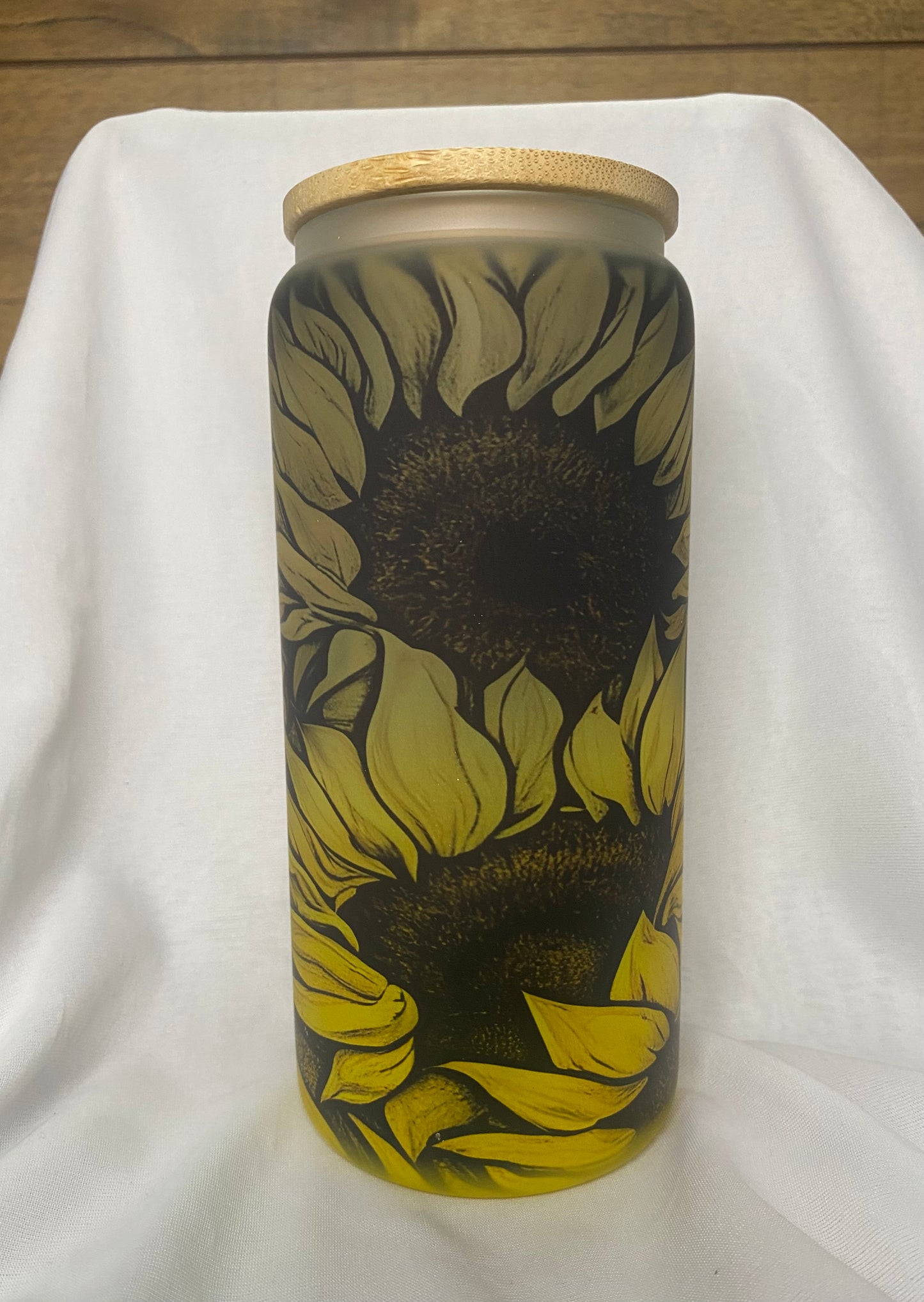 Sunflower- Yellow Ombre- Glass Tumbler