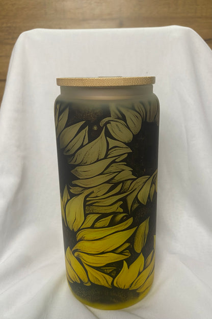 Sunflower- Yellow Ombre- Glass Tumbler