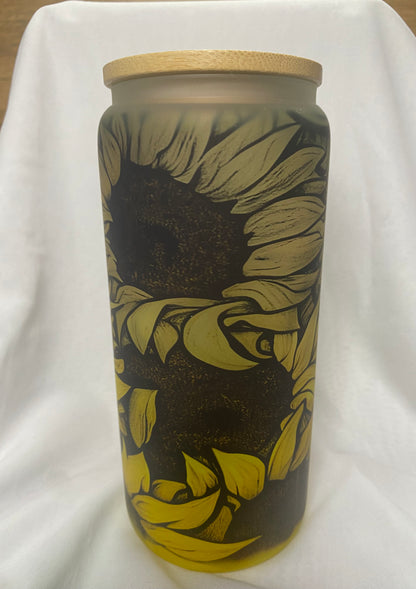 Sunflower- Yellow Ombre- Glass Tumbler