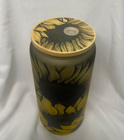 Sunflower- Yellow Ombre- Glass Tumbler